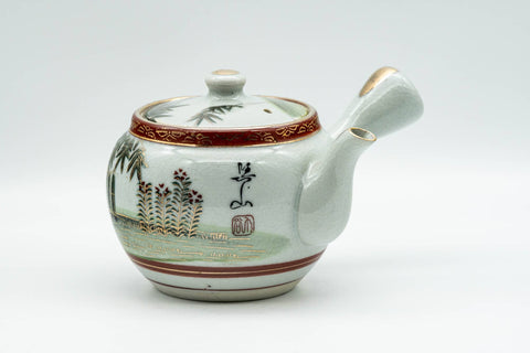 Japanese Tea Set - Bamboo Peacock Kutani-yaki Debeso Kyusu Teapot with 3 Yunomi Teacups - 430ml