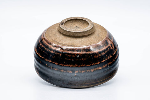 Japanese Matcha Bowl - Black Brown Spiraling Hare's Fur Glazed Chawan - 200ml