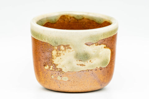Japanese Teacup - Orange Green Glazed Guinomi - 35ml