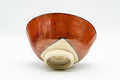 Japanese Matcha Bowl - 久 Amber Red Wabi-Sabi Chawan - 150ml - tilted view showing the underside and foot