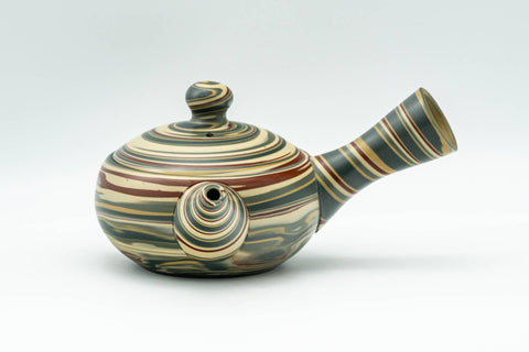 Japanese Kyusu - 沢田 Sawada, 靖仙 Yasusen Kiln - Nerikomi Tokoname-yaki Do-ake Teapot - 130ml