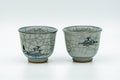 Tezumi — Japanese Teacups - Pair of Celadon Village Obori Soma-yaki Yunomi - 80ml — front view from another angle