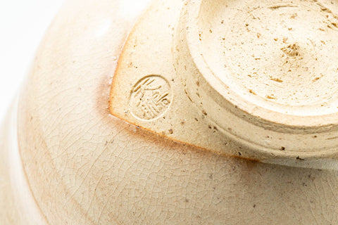 Japanese Matcha Bowl - Beige White Drip-Glazed Hagi-yaki Chawan - 350ml