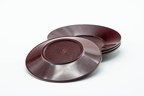 Japanese Chataku - Set of 4 Burgundy Plastic Tea Saucers