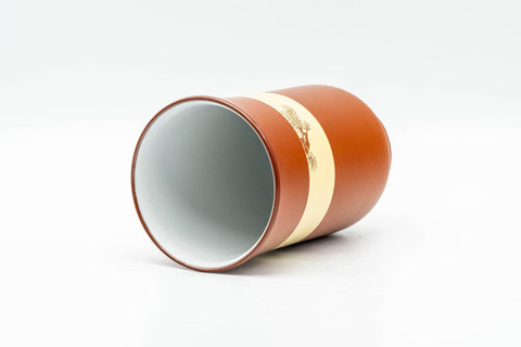 Tezumi — Japanese Teacup - 秋景 Shūkei - Tall Plum Blossoms Yellow Striped Tokoname-yaki Yunomi - 140ml — top-down view of the interior