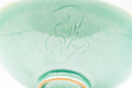 Korean style Goryeo Matcha Bowl - Green Celadon Summer Hira Chawan - 150ml - angled view showing the incised celadon decoration