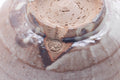 Tezumi — Japanese Matcha Bowl - Beige Milky Drip-Glazed Hagi-yaki Chawan - 350ml — inverted showing the foot ring