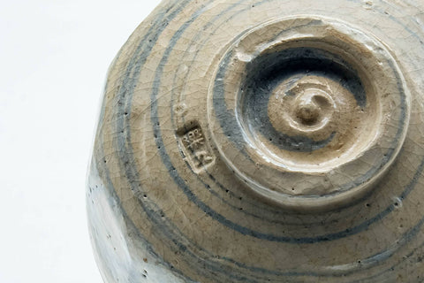 Japanese Matcha Bowl - 楽入窯 Rakunyu Kiln - Faceted Nerikomi Raku-yaki Chawan - 400ml