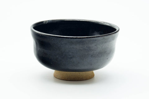 Japanese Matcha Bowl - Black Bronze Drip-Glazed Hatazori-gata Chawan - 300ml