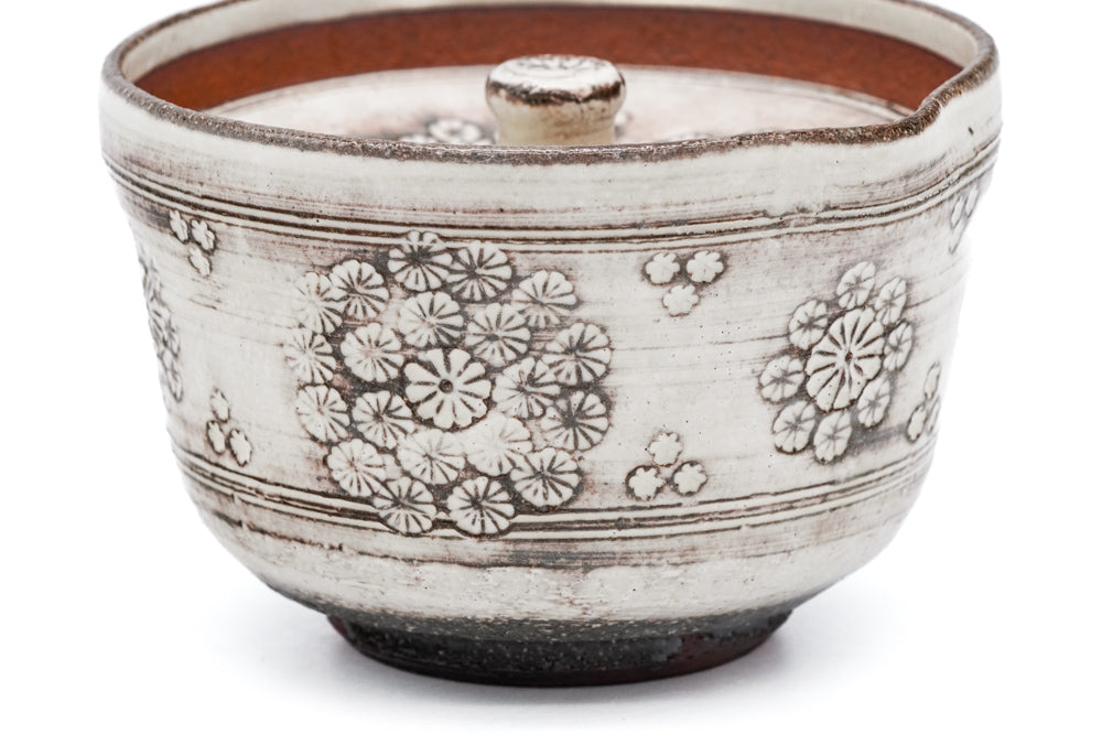 Japanese Houhin - 伊藤典哲 Itō Noriaka - Floral Kohiki Mishima Handleless Teapot - 250ml