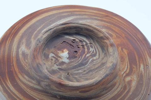 Japanese Matcha Bowl - Orange Rice Straw Hidasuki Marbled Nerikomi Bizen-yaki Chawan - 400ml