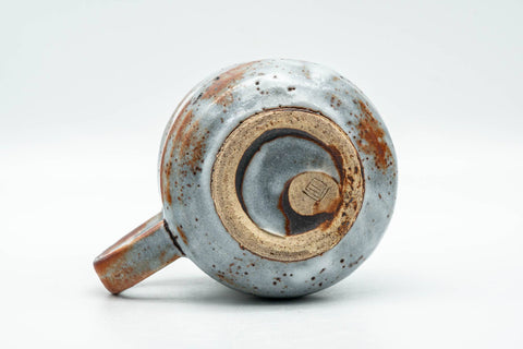 Tezumi — Japanese Teacup - Blue Shino Glazed Ushirode Yunomi - 150ml — top-down view of the interior