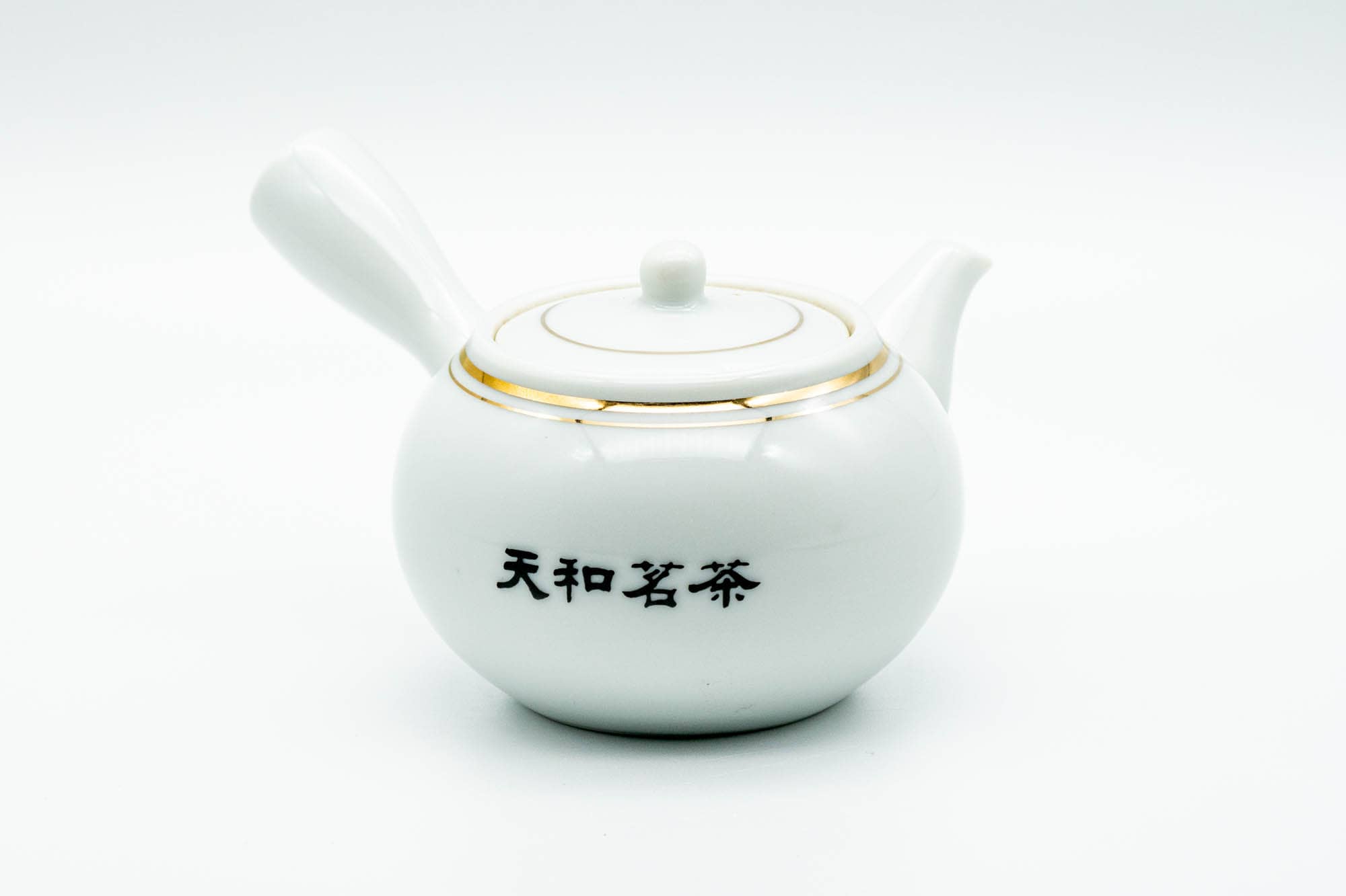Japanese Kyusu - White Porcelain Gold Trim Arita-yaki Debeso Teapot - 140ml