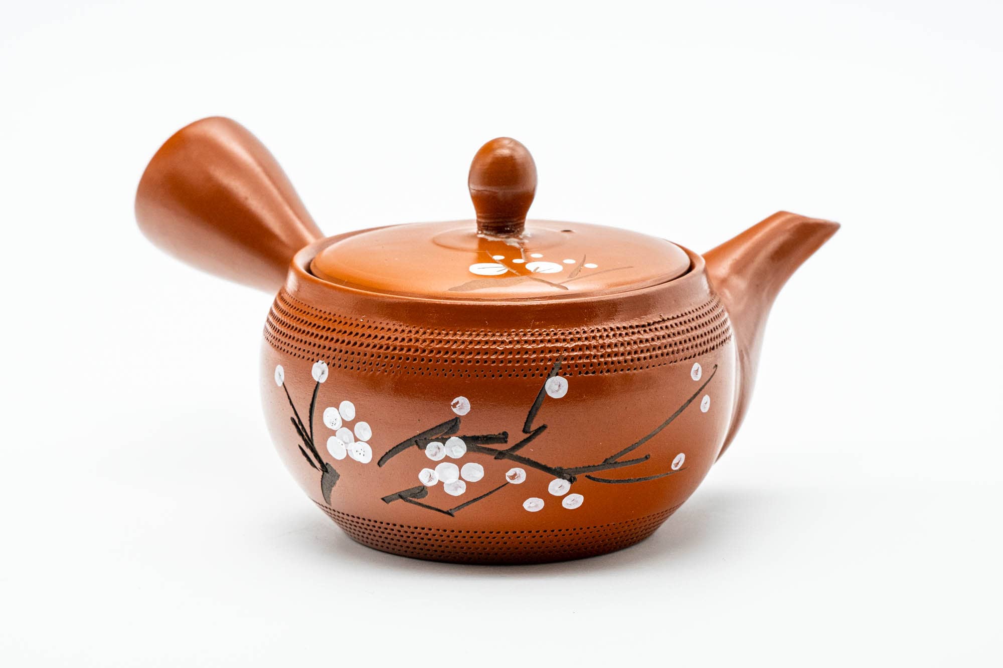 Japanese Kyusu - Ume Plum Blossom Textured Tokoname-yaki Mesh Teapot - 275ml