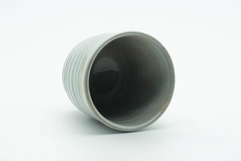 Tezumi — Japanese Teacup - Grey Glazed Spiraling Yunomi - 120ml — three-quarter view