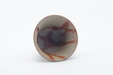 Tezumi — Japanese Teacup - Orange Hidasuki Rice Straw Bizen-yaki Yunomi - 160ml — three-quarter view