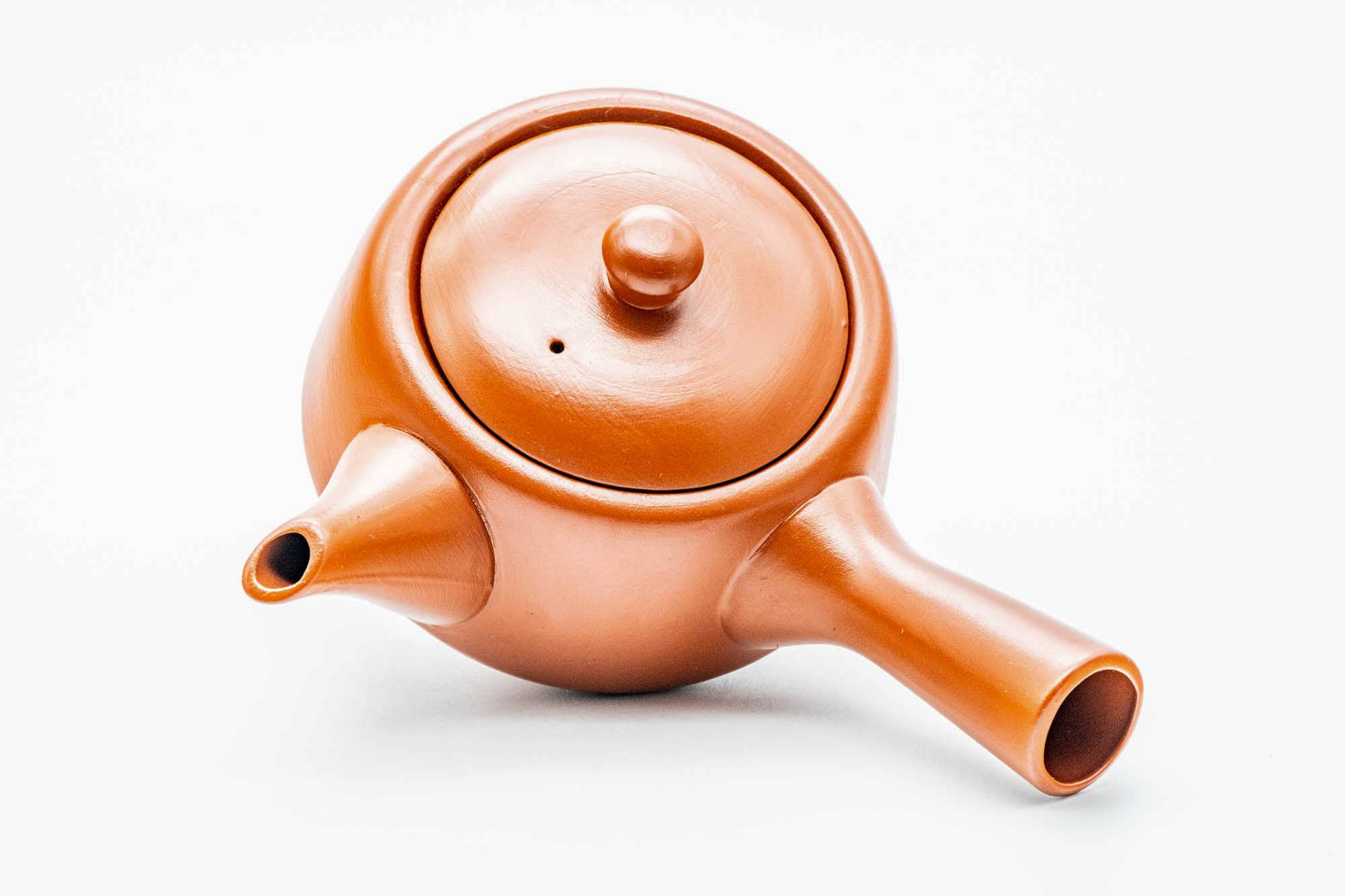 Japanese Kyusu - Bamboo Engraved Red Shudei Tokoname-yaki Ceramic Filter Teapot - 300ml