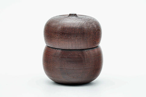 Japanese Usuchaki - Gourd Textured Wood Urushi Lacquer Matcha Tea Caddy - 90ml