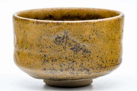 Tezumi — Japanese Matcha Bowl - Brown Yellow Speckled Glaze Chawan - 200ml — inverted showing the foot ring