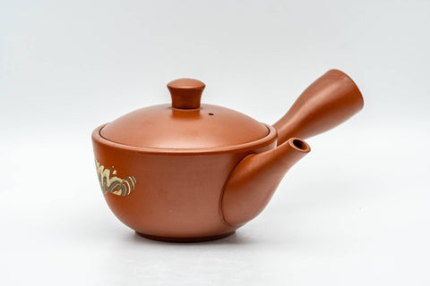 Japanese Kyusu - Akai Shinko 伸康 - Nerikomi Striped Tokoname-yaki Debeso Teapot - 150ml - Tezumi