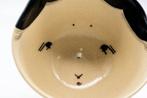 Japanese Matcha Bowl - Otafuku Okame Kyo-yaki Chawan - 300ml