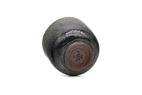 Japanese Teacup - Black Yellow Hare's Fur Glazed Guinomi - 50ml