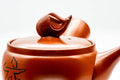 Close-up of the pig knob from another angle on the lid.
