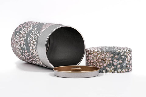 Pink White Floral Waves Washi Tea Canister - 200g