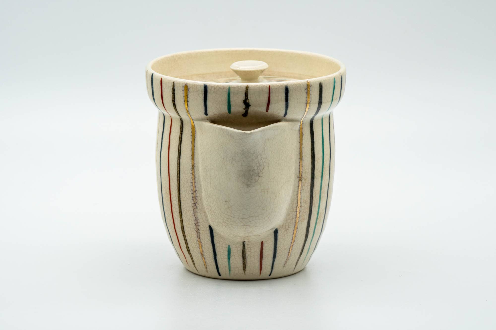 Japanese Houhin - Colorfully Striped Collared Do-ake Teapot - 250ml - Tezumi