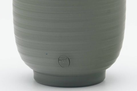 Tezumi — Japanese Teacup - Spiraling Green Ryokudei Tokoname-yaki Yunomi - 60ml — tipped to show the interior