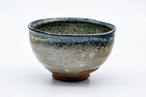 Tezumi — Japanese Matcha Bowl - Beige Blue Hare's Fur Glazed Wan-nari Chawan - 250ml — three-quarter view