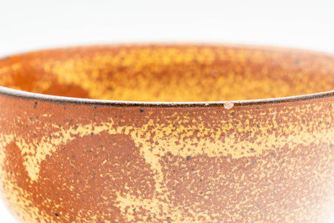 Japanese Matcha Bowl - Small Orange Drip-Glazed Wan-nari Chawan - 150ml