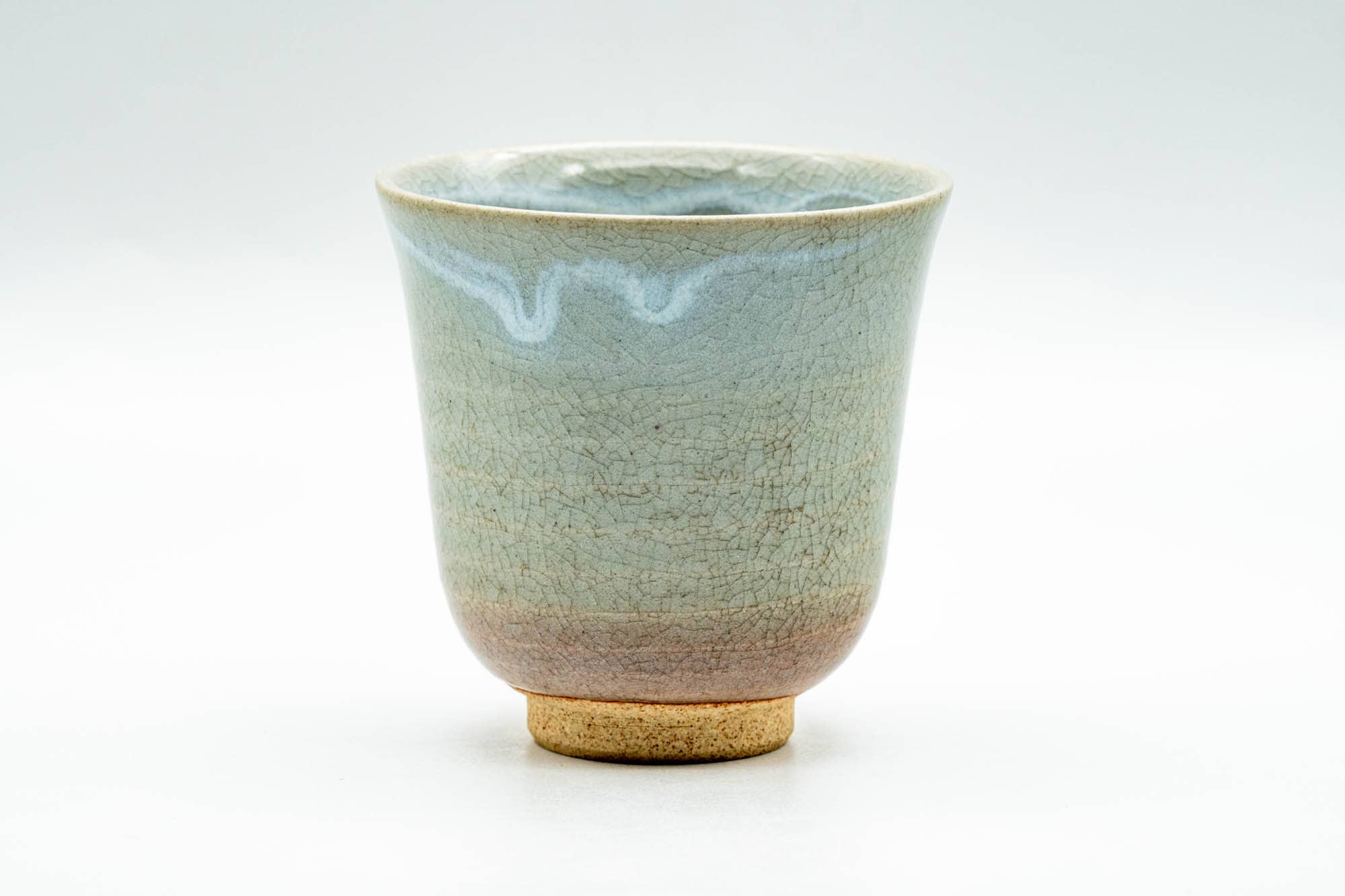 Japanese Teacup - 天鵬山 Tsubaki Kiln - Beige White Drip-Glazed Yunomi - 120ml