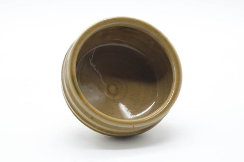 Japanese Kensui - Spiraling Yellow Glazed Seto-yaki Water Bowl - 640ml