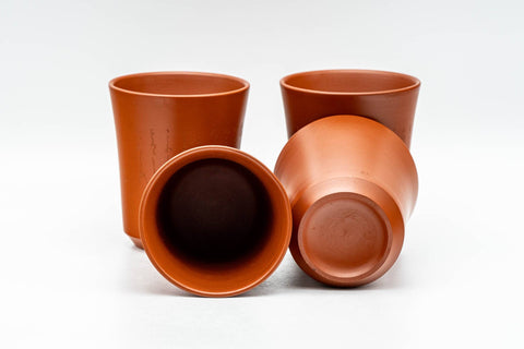 Japanese Teacups - Set of 4 Calligraphy Engraved Tokoname-yaki Yunomi - 100ml - Tezumi