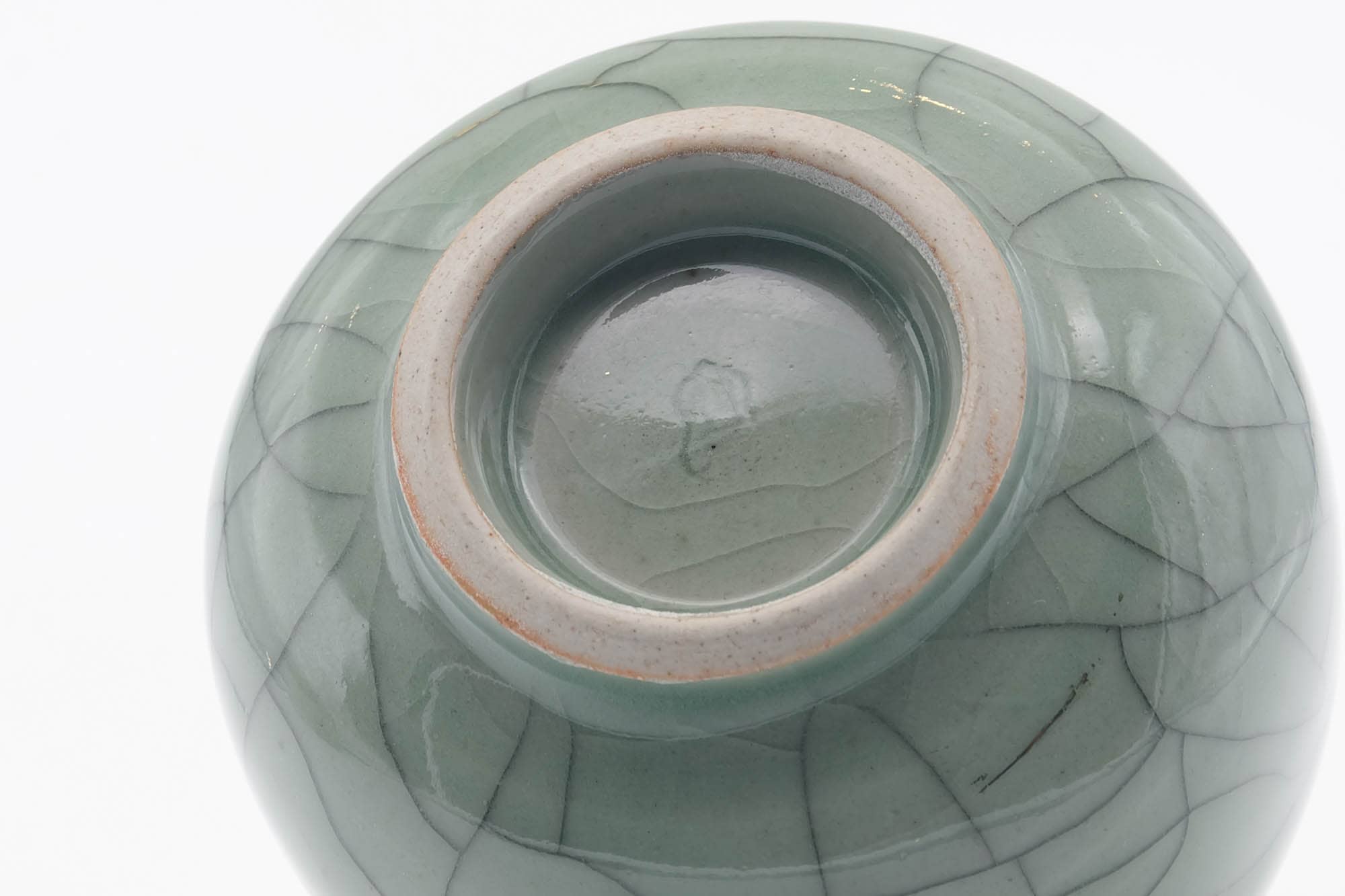 Japanese Teacup - Green Celadon Glazed Golden Horse Obori Soma-yaki Yunomi - 100ml
