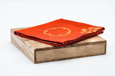 Japanese Shikibukusa - Red Silk Kinran with Yukiwa Crest