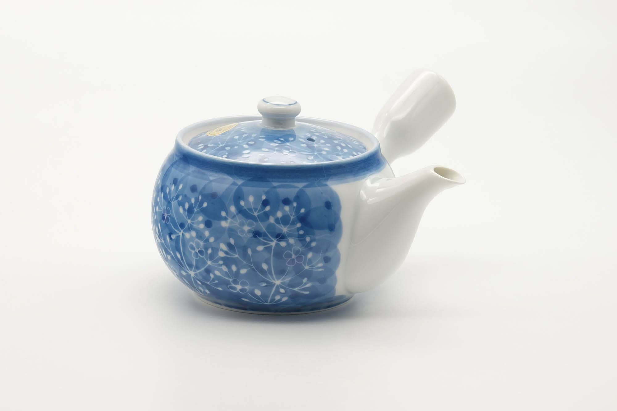 Japanese Tea Set - Blue Floral Arita-yaki Kyusu Teapot with 5 Yunomi Teacups