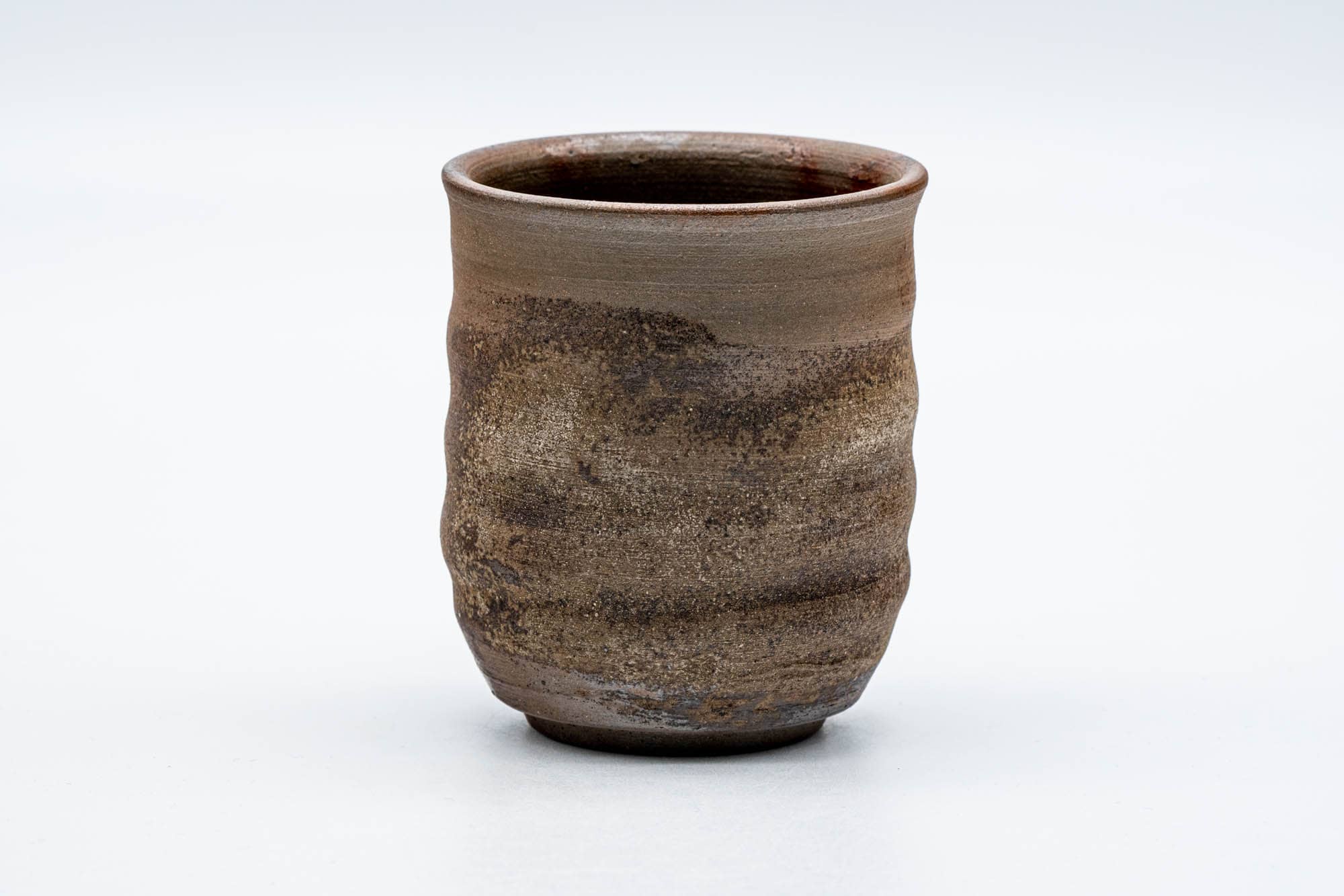 Japanese Teacup - Brown Stoneware Spiraling Bizen-yaki Yunomi - 175ml