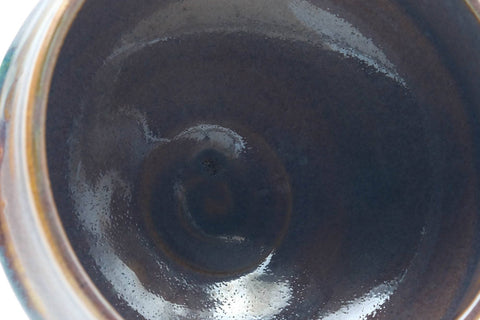 Tezumi — Japanese Matcha Bowl - Blue Purple Drip-Glazed Chawan - 300ml — tipped to show the interior