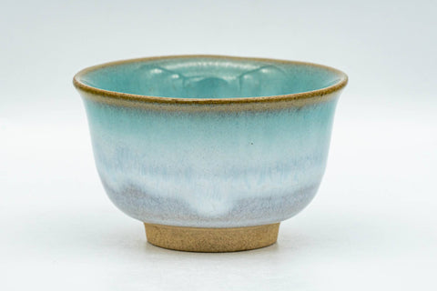 Tezumi — Japanese Teacups - Pair of Green Drip-Glazed Agano-yaki Yunomi - 100ml — top-down view of the interior