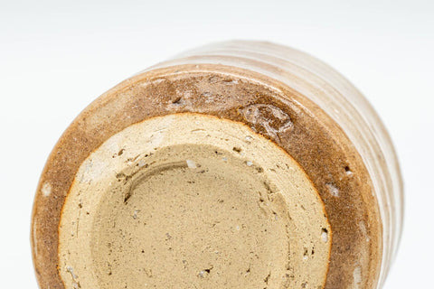 Tezumi — Japanese Teacup - Beige Drip-Glazed Hagi-yaki Yunomi - 70ml — closeup of the glaze