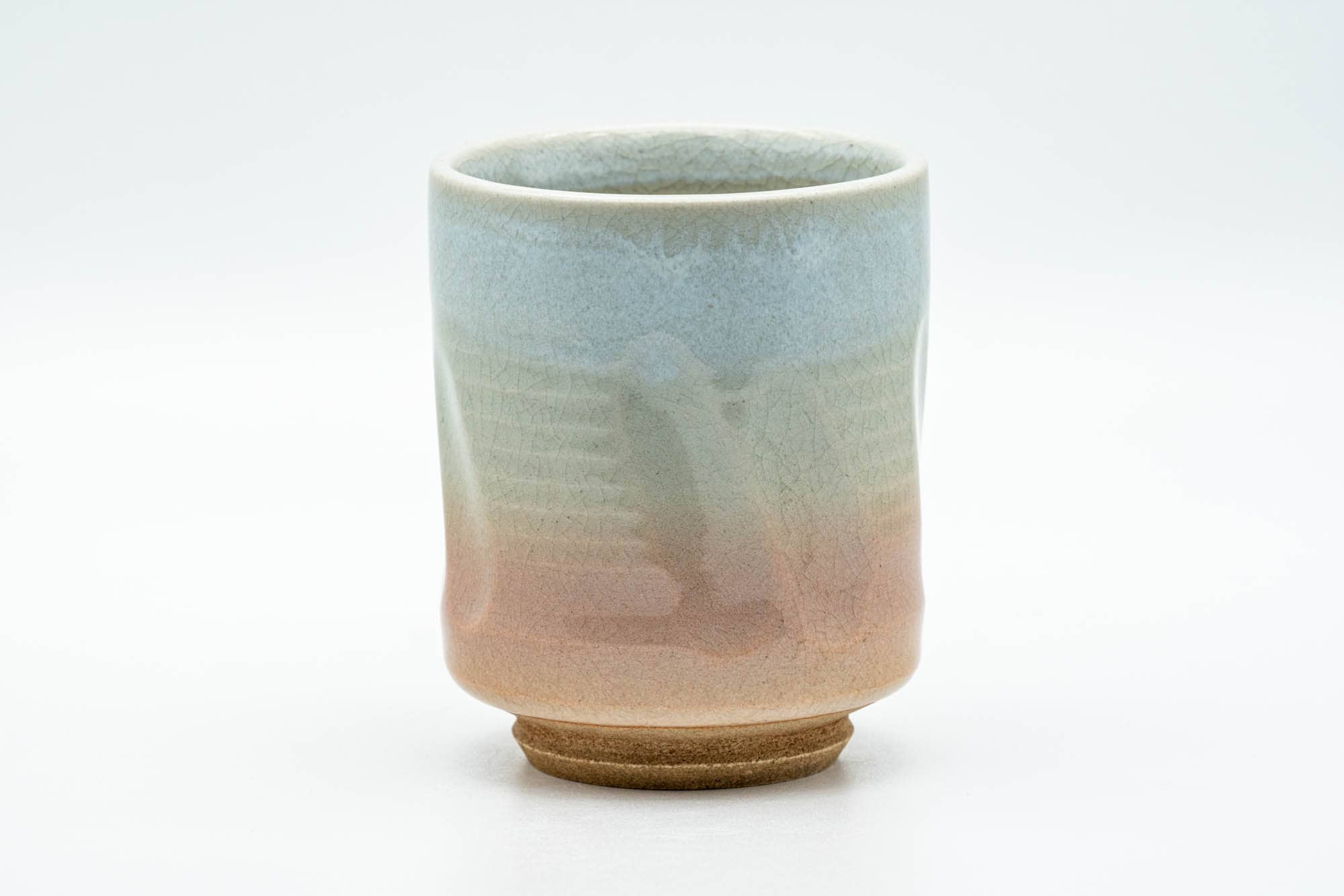 Japanese Teacup - Carved Beige Peach Glazed Hagi-yaki Yunomi - 200ml - Tezumi