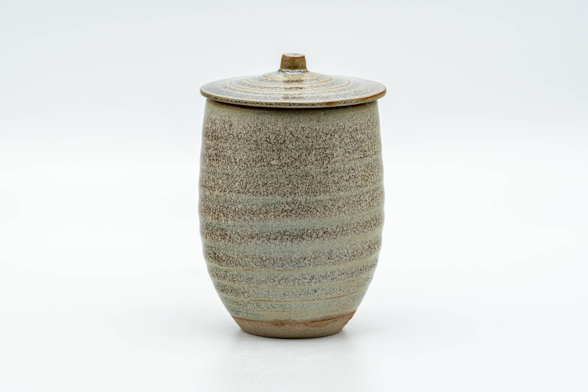 Japanese Teacup - Speckled Olive Green Spiraling Lidded Yunomi - 125ml - Tezumi