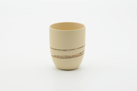 Japanese Teacup - Beige Green Zigzag Nerikomi Tokoname-yaki Yunomi - 140ml