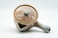 Tezumi — Japanese Kyusu - Beige Peach Glazed Hagi-yaki Do-ake Teapot - 320ml — interior view showing the filter