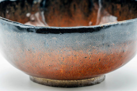 Japanese Matcha Bowl - Black Orange Glazed Wabi-Sabi Chawan - 150ml