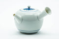 Japanese Kyusu - Blue Floral Porcelain Arita-yaki Ceramic Filter Teapot - 275ml - side profile with the spout to the left
