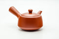Japanese Kyusu - Smooth Red Shudei Tokoname-yaki Ceramic Filter Teapot - 300ml - rear three-quarter view with the side handle extended