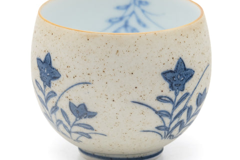 Japanese Teacup - Blue Floral Arita Yunomi - 170ml